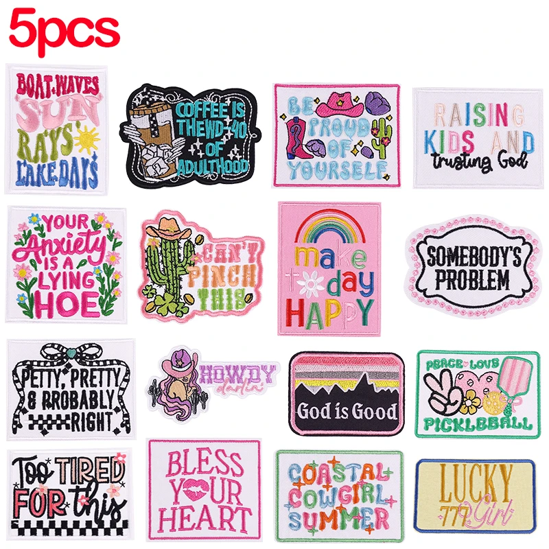 5 Stück/Set Buchstaben-Slogan-Aufnäher, bestickte Buchstaben-Patches für Jacken, Hüte, zum Aufnähen oder Aufbügeln, für Rucksäcke, DIY-Aufkleber