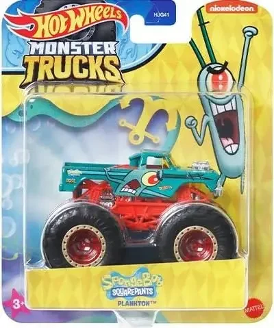 Official Hot Wheels Monster Trucks Car Spongebob Squarepants Series Boys Toys 1/64 Diecast Mr Krabs Patrick Plankton Squidward