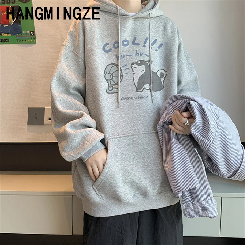 Autunno Anime Dog Stampa grafica Felpe con cappuccio da uomo Streetwear Abbigliamento Hip Hop Moda Felpe con cappuccio Pullover oversize Felpa con