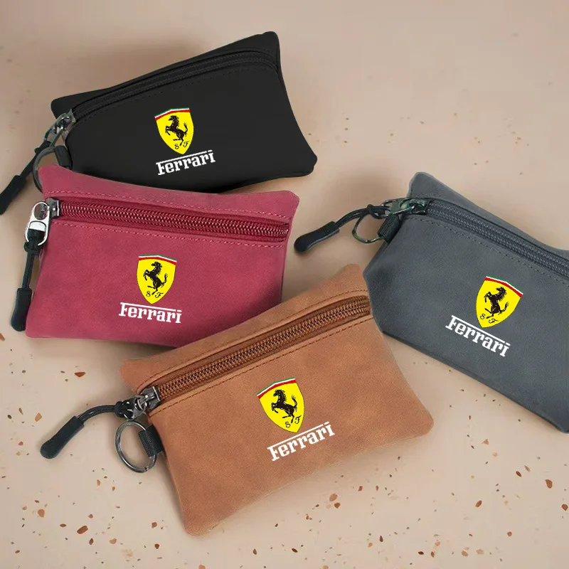 المحمولة الجلد المدبوغ حقيبة مفاتيح السيارة سستة المحفظة بطاقة عملات الحقائب لفيراري GTO 288 812 Stradale روما العنكبوت SF90 F430 Enzo LaFerrari #2