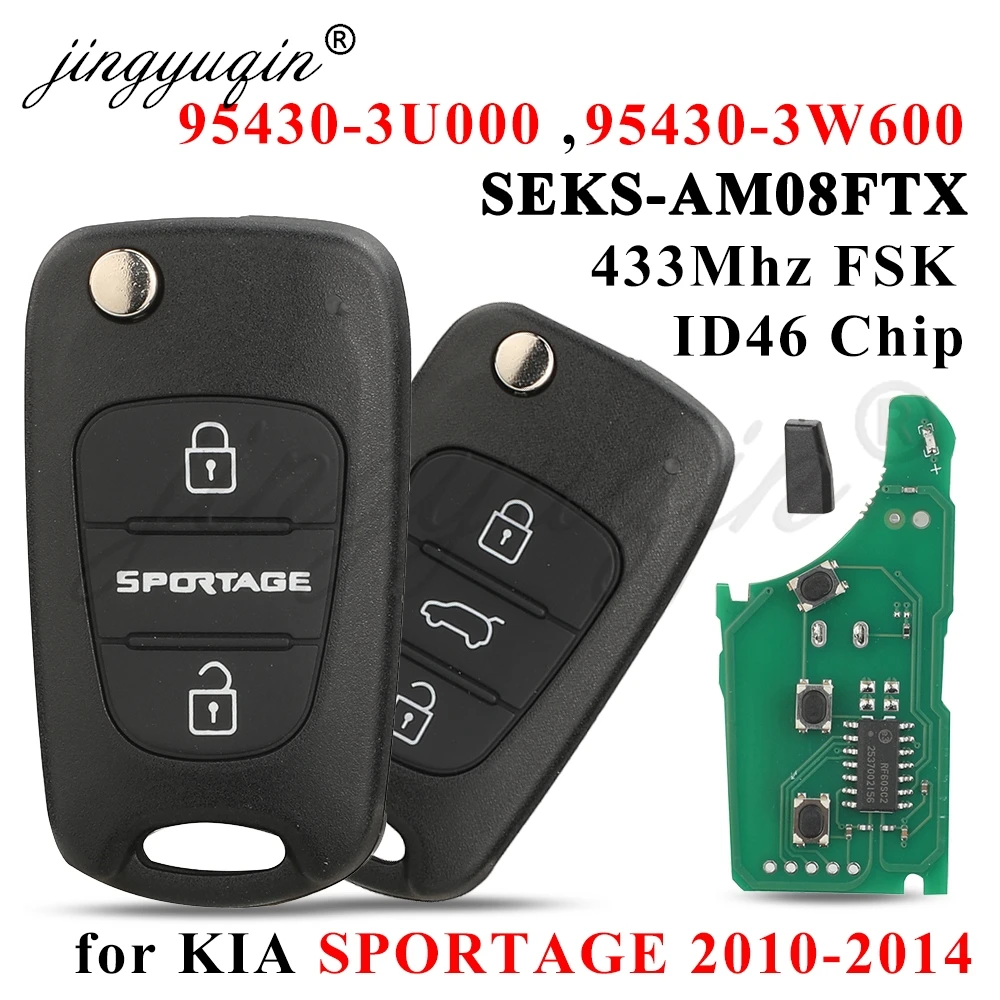 jingyuqin 433MHz FSK ID46 Chip for Kia Sportage 2010 2011 2012 2013 2014 Flip Remote Car Key Fob 95430-3U000 3W600 SEKS-AM08FTX