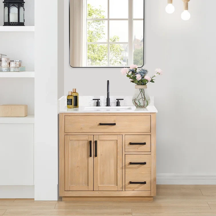 /Waterproof Small Plywood 36 Inches Modern Storage Cabinet Single Sink Mirror Bathroom Vanity With Sink