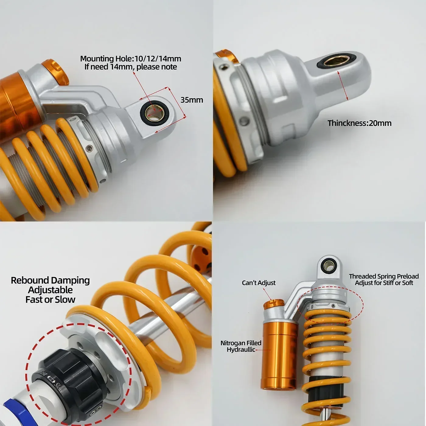 

Fork 20mm Variety Sizes rear shocks for Yamaha NVX15MAX155/XMAX300/ Honda NS150LA/ 2025NWG150/NS150GX/PC160/SR250gt /Forza125