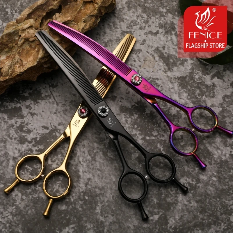 Imagem -03 - Fenice-professional Dog Grooming Scissors Chunkers Curvo Thinning Shears para Pet Hair 7.0