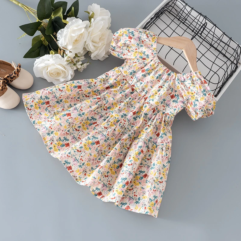 

2-7T summer children kids girls fashion casual cotton short sleeve dress