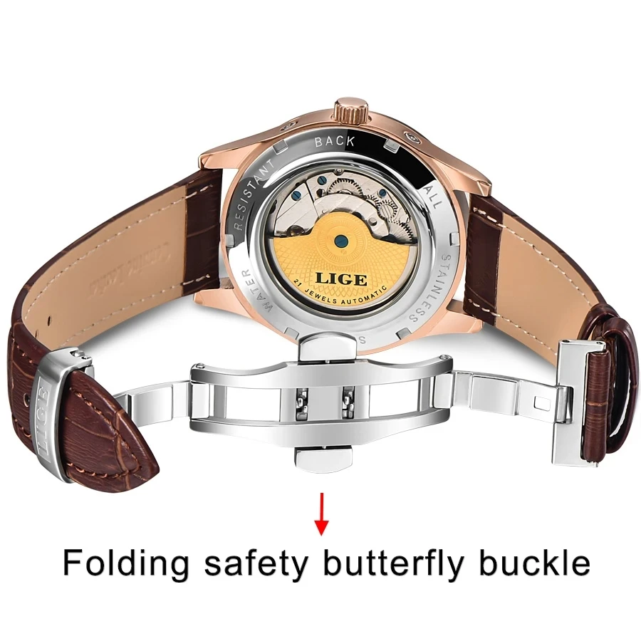 Men's Classic Retro Automatic Mechanical Watch, Leather Band