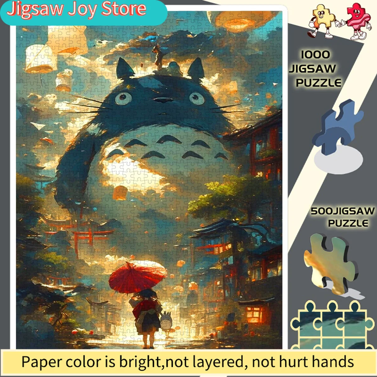 

Enormous Totoro Town Rain Umbrella Girl Frameless Perfect Choice for Hobbyists Paper Puzzle - Educational Puzzle - Interactive