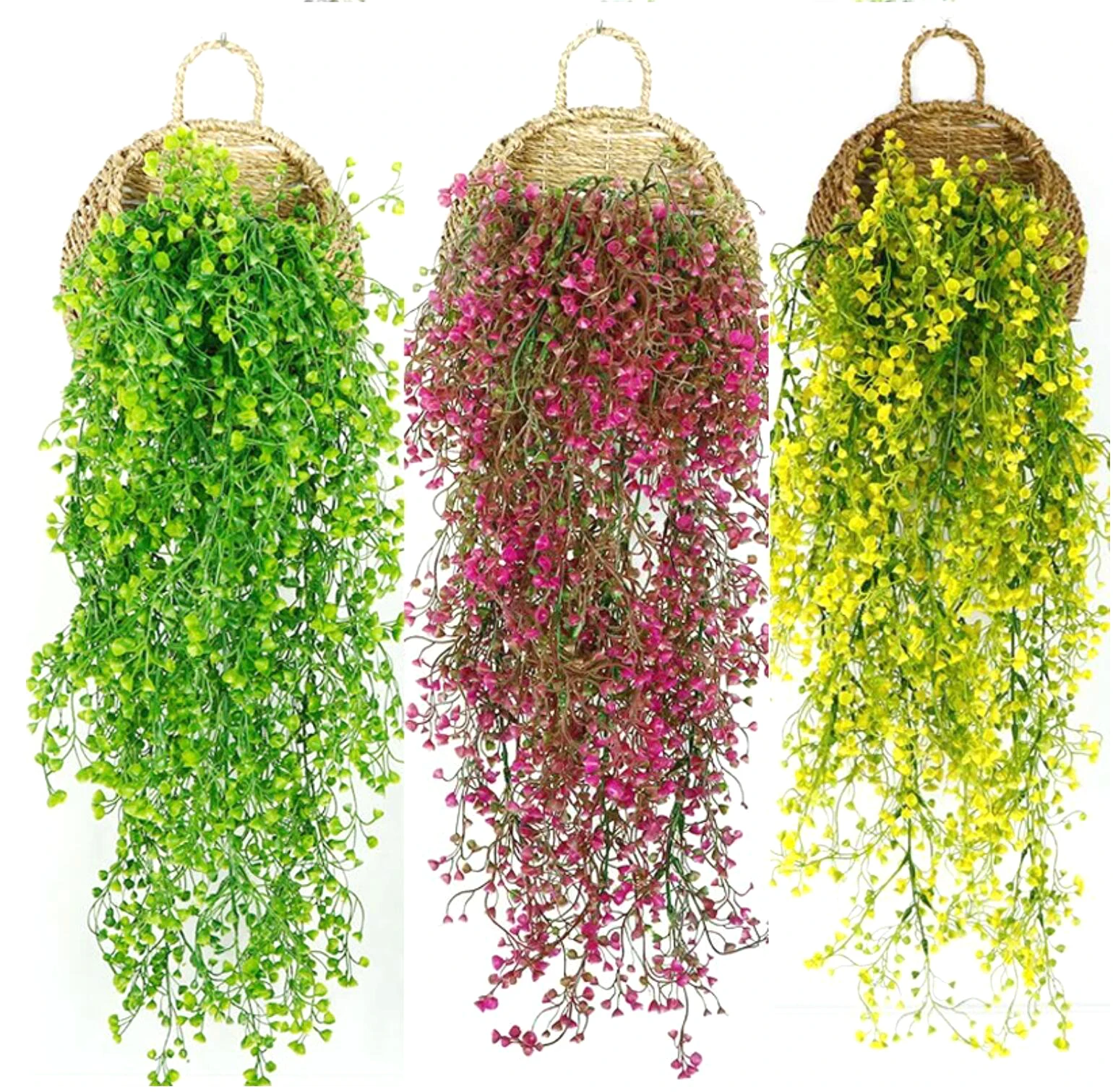 80cm/31.5in Artificial Admiralty Willow Wall Hanging Flower Vine Faux Wreath Fake Garland Leaf Ratten Home Garden Balcony Decor