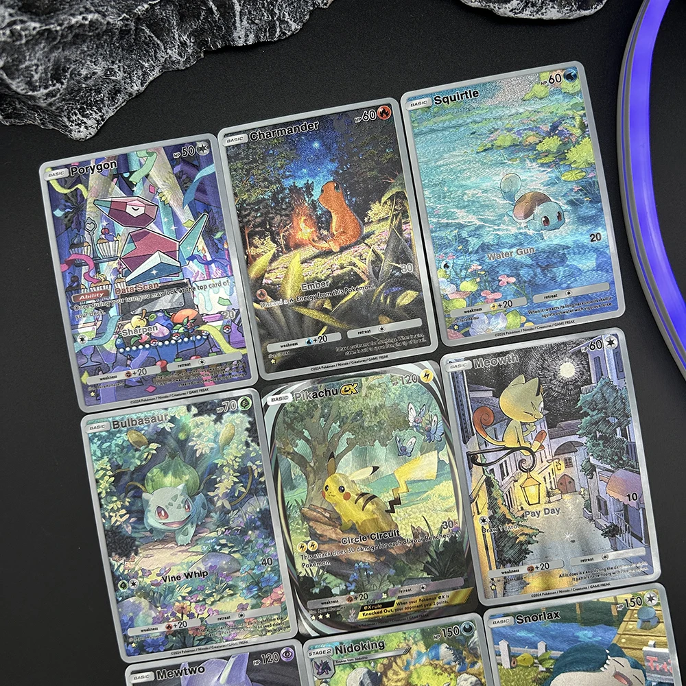9 шт. Diy PTCG Gengar коллекционная карта Mewtwo Bulbasaur цветные флэш-карты самодельная классическая игра аниме боевые карты подарки