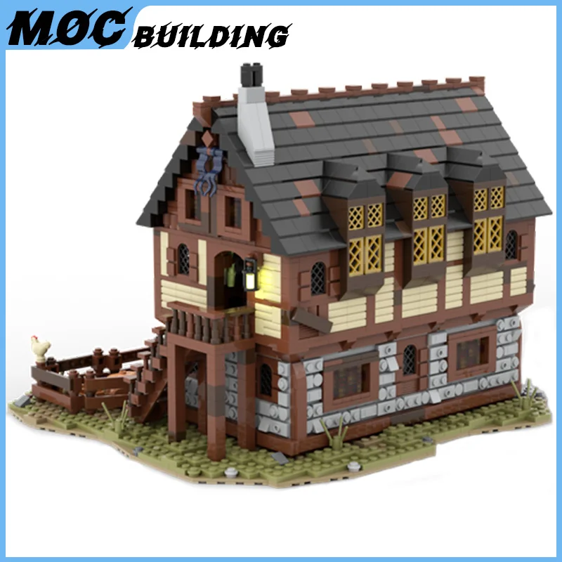 MOC Medieval Trader Farm House Model Building Blocks City Yard Cottage Bricks DIY Assemble Toys Christmas Collection Xmas Gifts