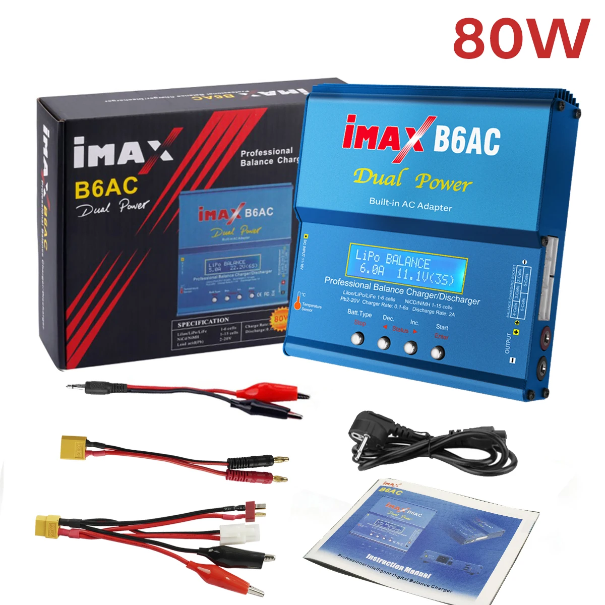 

Imax B6 AC RC Charger 80W B6AC 6A Balance Charger Digital LCD Screen Li-ion LiFe Nimh Nicd PB Lipo Battery Discharger