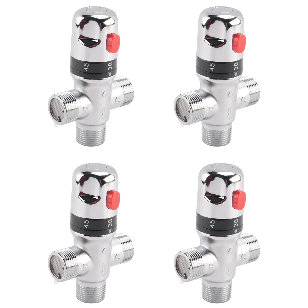 

4X Solid Copper 3-Way Thermostatic Mixing Valve 3/4 Inch Solar Water Heater Valve Regulating Temperature Control Valve