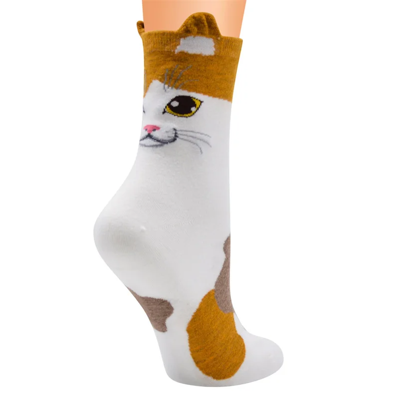 LONCENXIS Women Animal Cotton Socks Autumn Winter Colorful Cartoon Cat Patterned Female Ladies Cute Funny Korean Style Socks