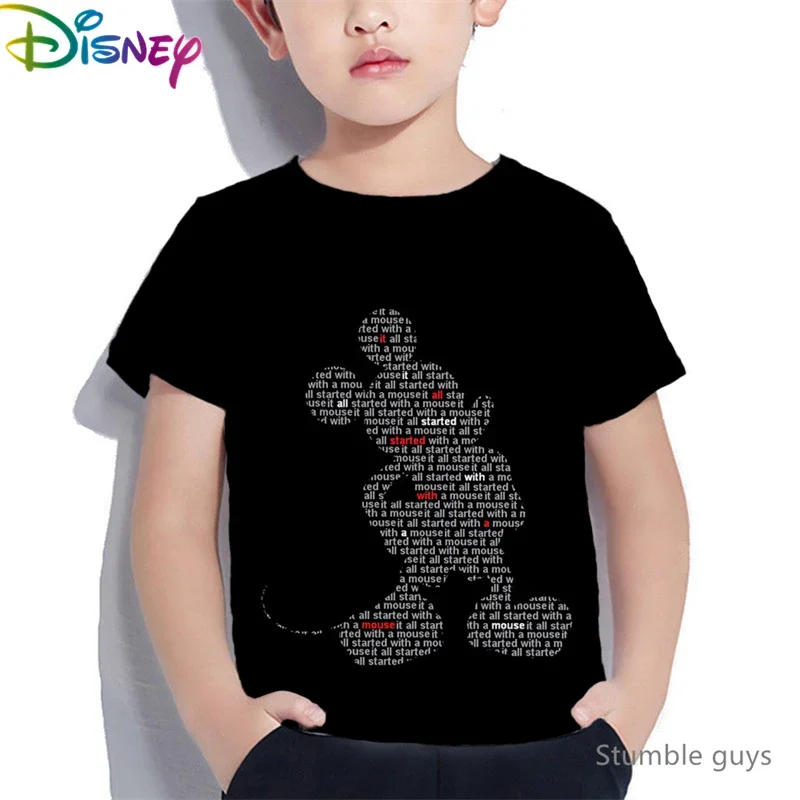 

Girls 2026 Summer Casual Mickey Minnie T-Shirt Trendy Print Kids Soft Short Sleeve