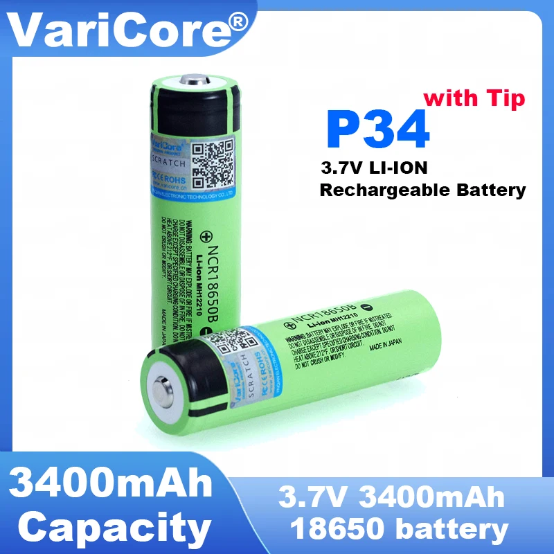 1-40PCS VariCore New Original NCR18650B 3.7V 3400mAh 18650 Rechargeable Lithium Battery For  Flashlight Battery Bonus Cap