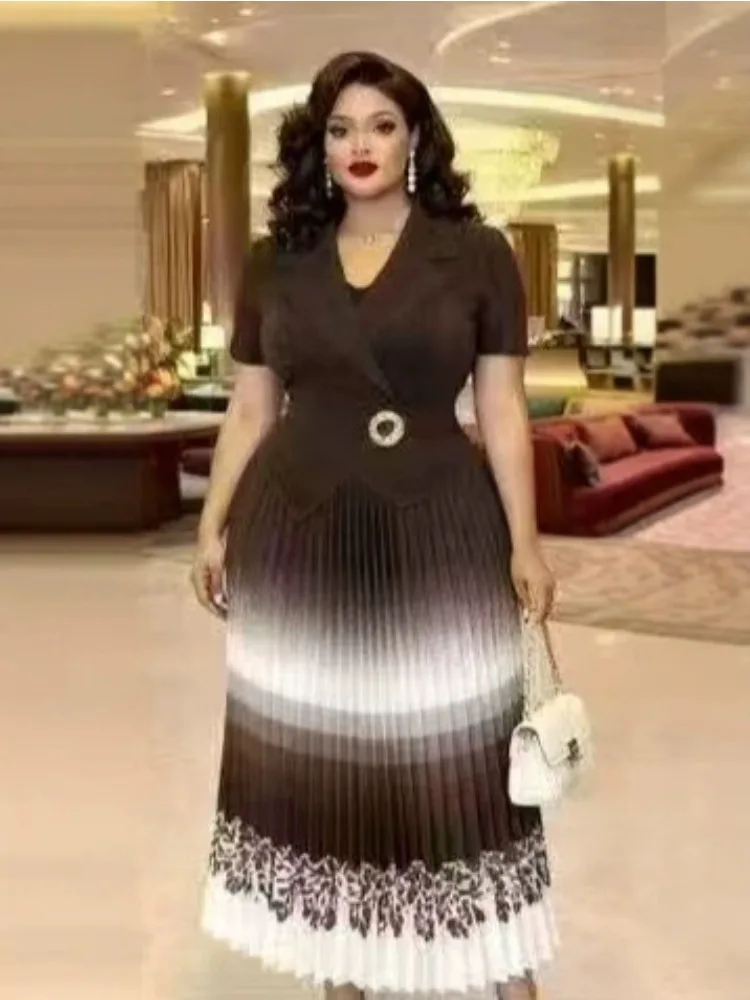 Miyake 2026 Loose Women's New Dress Fashion Printing Gradual Change Fashion Pleated Pendulum Dress - view 3