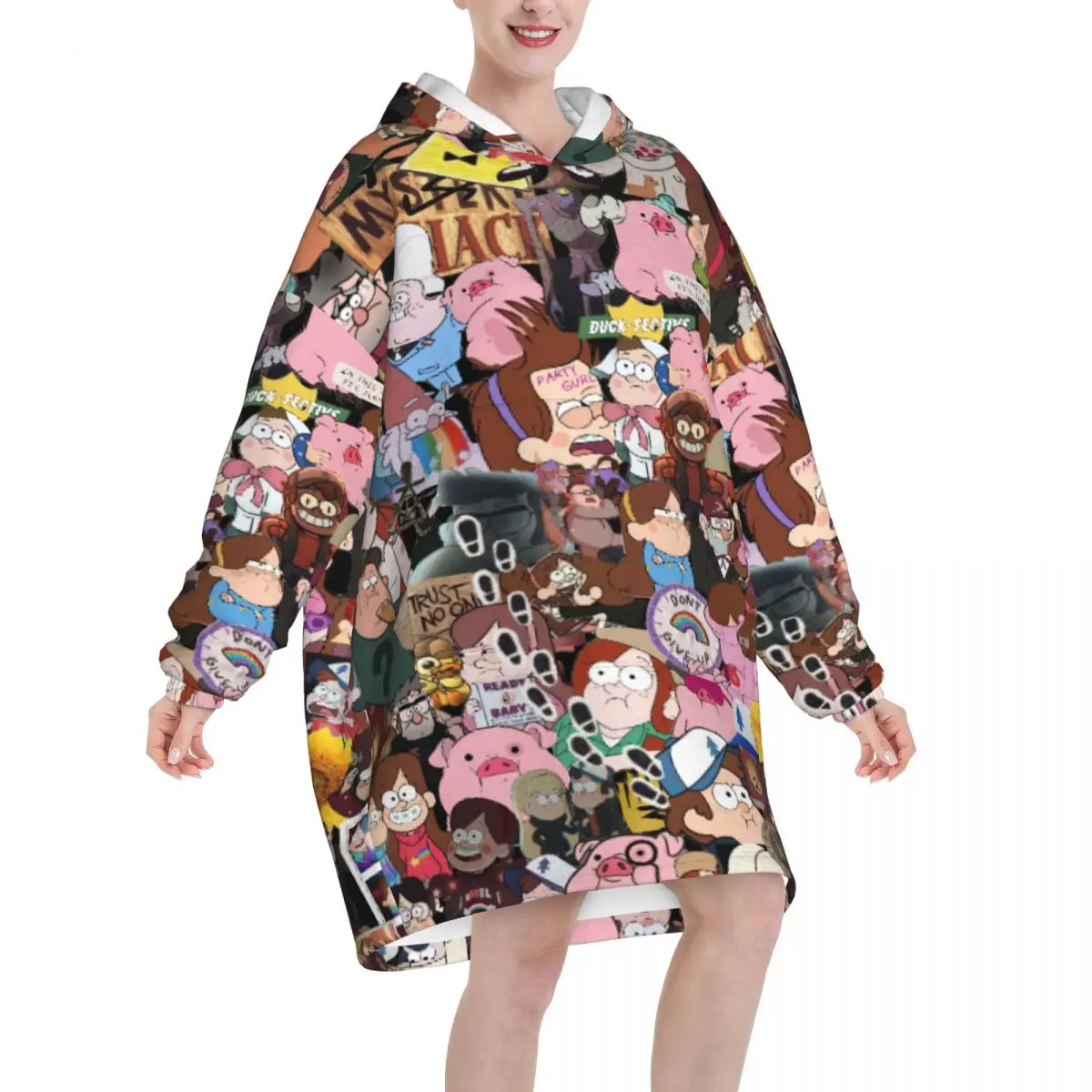 Gravitys Falls Oversized Blanket Hoodie Sweatshirt Long Fleece Hooded Wearable Blanket with Large Pocket for Women Men