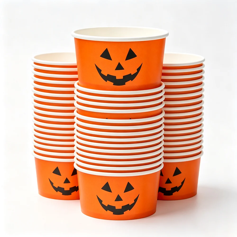 10/30/50Pcs Halloween Paper Bowl Pumpkin Ghost Black Orange Disposable Food Snack Cups Dessert Bowl Halloween Party Supplies view 6
