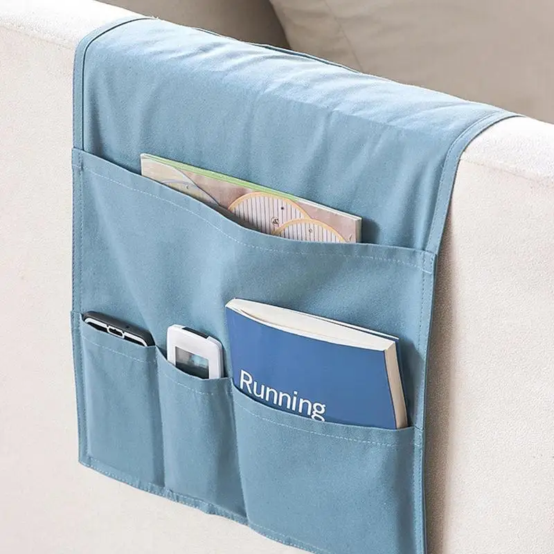 ที่วางแขนเก้าอี้รีโมทคอนโทรลผ้าแคนวาสกันลื่นที่วางแขนเก้าอี้แคดดี้มี5ช่องสำหรับเก็บของที่วางแขนโซฟาห้องนั่งเล่น