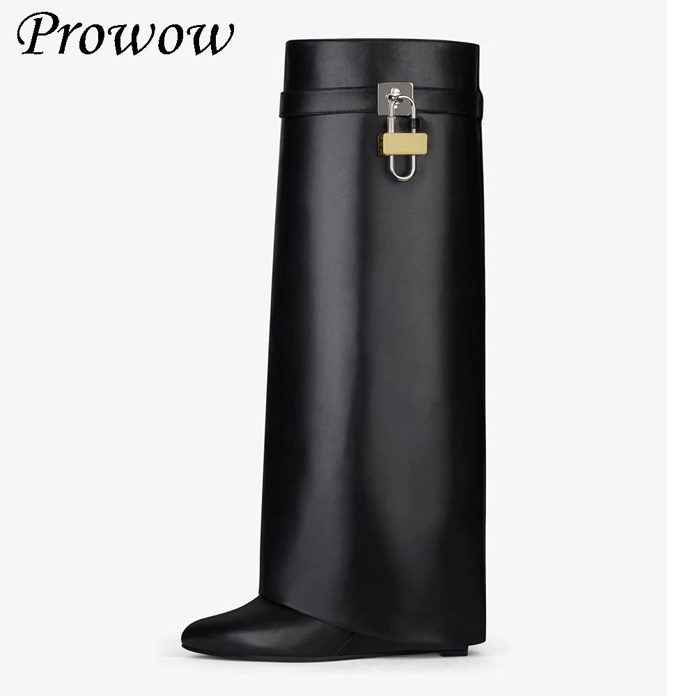 

Сапоги до колена с металлической пряжкой и наклонным каблуком и увеличенной высотой внутри, женская обувь Zapatos Mujer