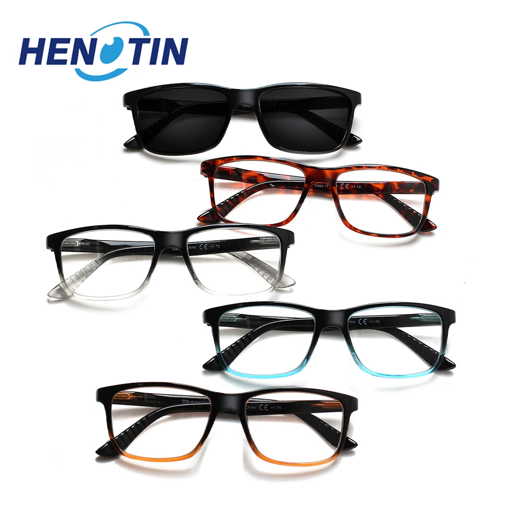 

Henotin Reading Glasses Men and Women with Rectangular Frame Presbyopia Optical HD Lens Fashion Outdoor Sunglasses Diopter 0~400