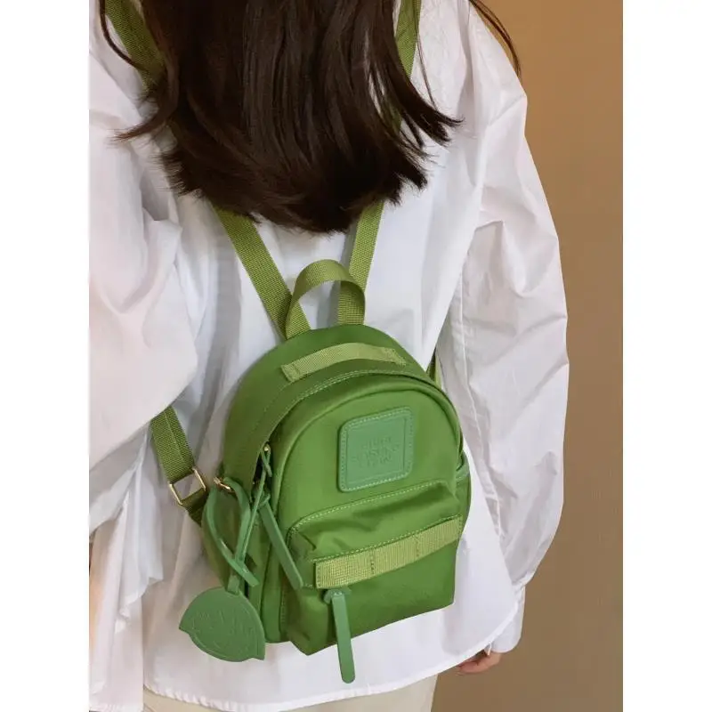 Japanese niche mini compact backpack solid color bright macaron green small backpack for shopping new style backpack