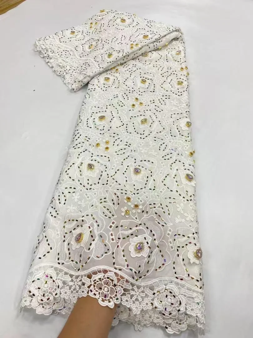 

2025 Высококачественная нигерийская тюлевая кружевная ткань для свадебного платья с вышивкой и блестками, вечерние гипюровые шифоновые шитья JL492 5 ярдов