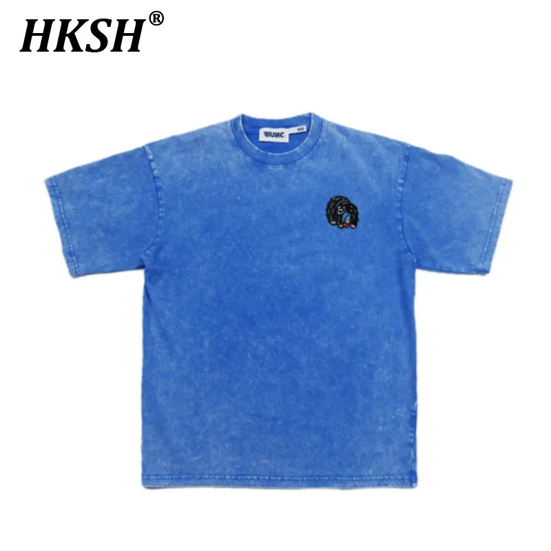 HKSH Men's Tide New Original Designer Cotton Short Sleeve Spring Summer T-shirts Loose Snowflake Washing Embroidered Tees HK1590