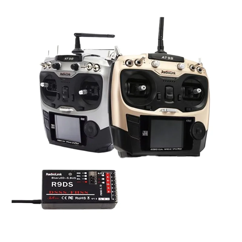 Radiolink 2025 جديد AT9S Pro TX 10/12CH RC راديو تحكم RC الارسال مع R9DS RX 2.4G استقبال لسباق الطائرة بدون طيار