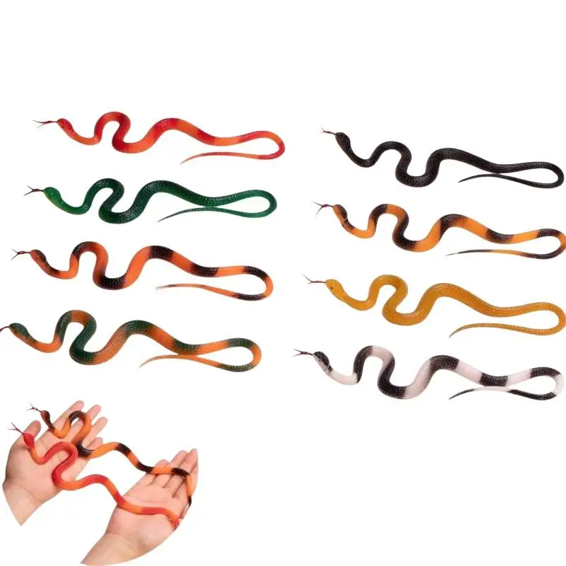 40cm Lifelike Simulation Rubber Snake Realistic Python Halloween Trick Prop for Outdoor Garden Bird Scare Use
