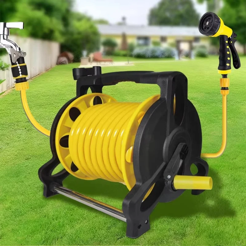 

Многофункциональный пистолет для полива сада/мойки автомобилей, тележка для шланга с механизмом намотки и системой хранения, регулируемая тележка для водопроводных шлангов