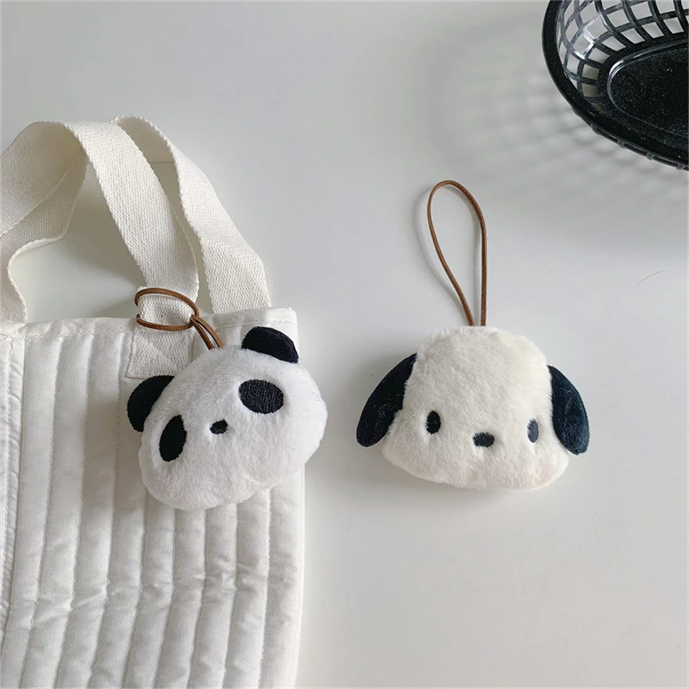 Cute Dog Plush Toy Cartoon Animal Name Sticker Pendant Soft Stuffed Doll Keychain Backpack Car Bag Key Ring Decor Kid Gifts