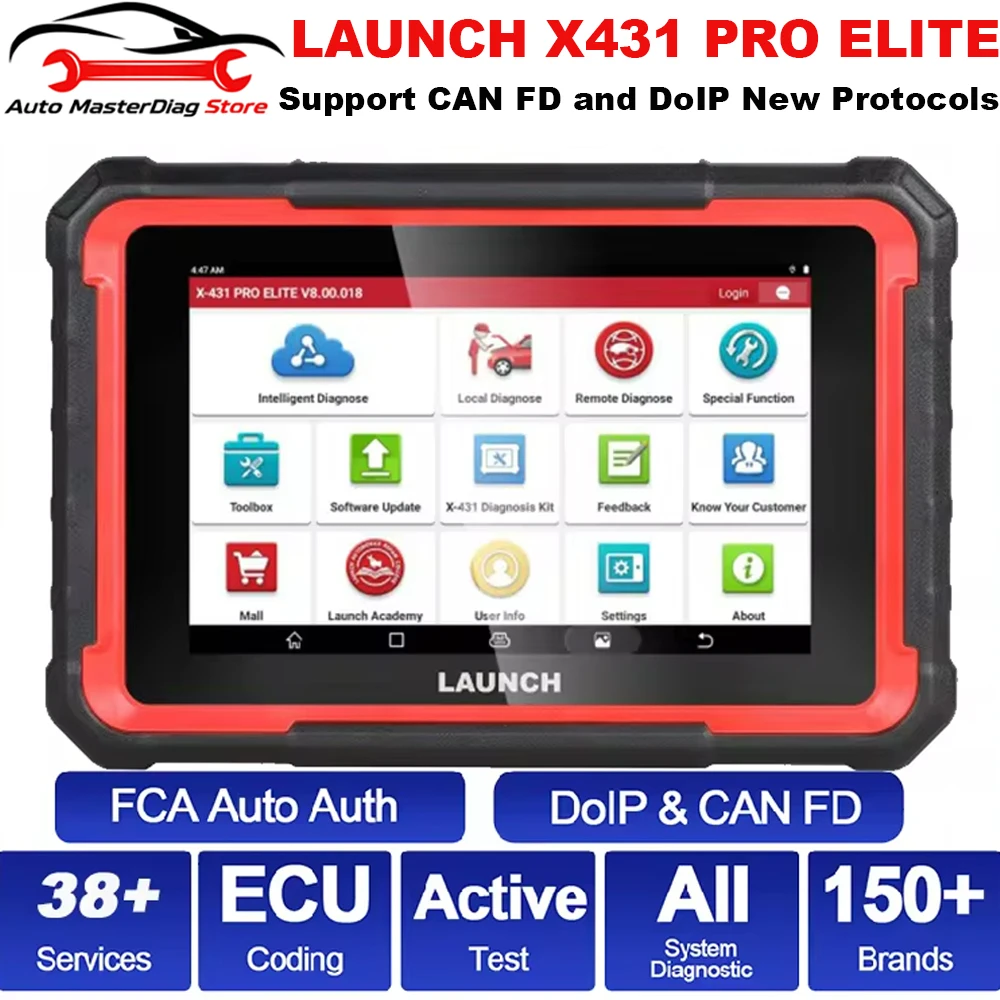 LAUNCH X431 PRO Elite OBD2 Diagnostic Scan Tool 31 Reset DOIP CAN FD Work with I-TPMS X-PROG 3 VSP600 BST360 Battery Tester