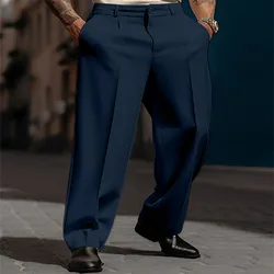 Men's Clothing Formal Slant Pocket Straight Solid Color Comfortable Breathable Outdoor Fashionable Trousers for Daily Outings