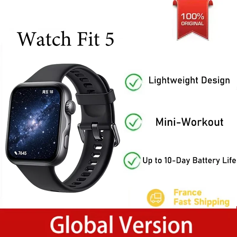 Versione Globale Huawei Watch FIT 5 Smartwatch Compatibile Con Ios E Android, 10 Giorni Di Autonomia, Monitoraggio Della Frequenza Cardiaca E Del Sonno, GPS-image
