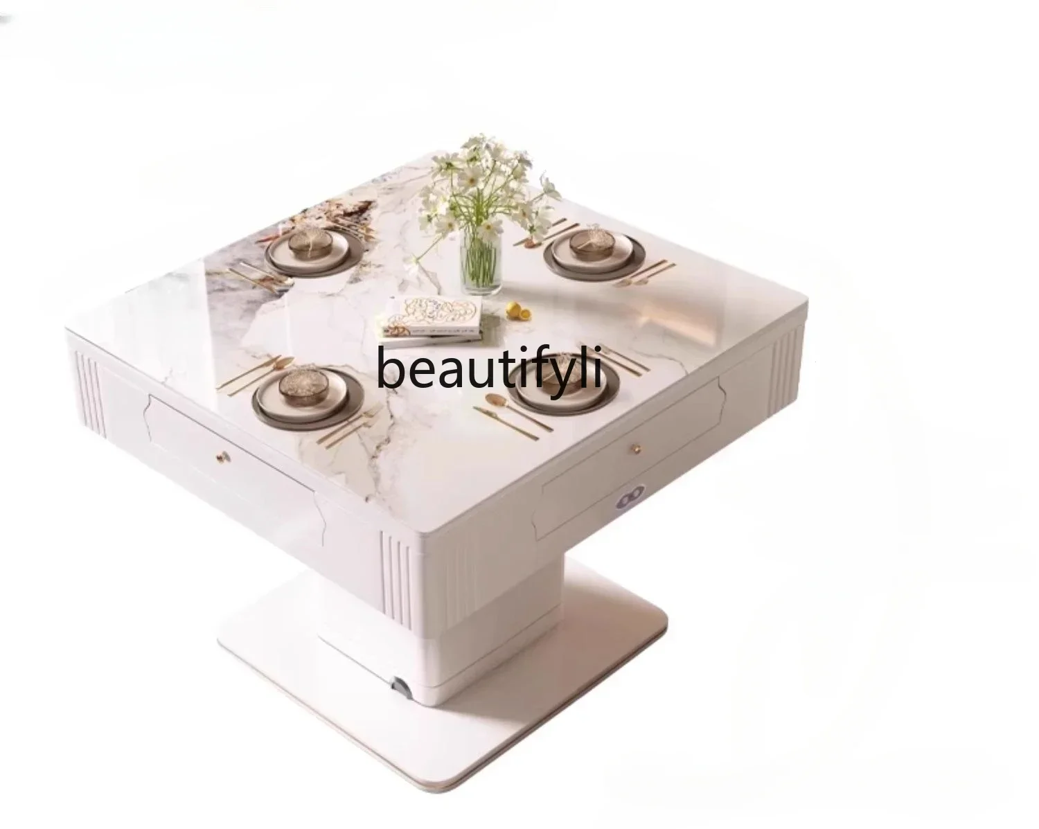 

Electric mahjong table, coffee table, dining table, three-purpose, fully automatic household light luxury rock slab, silent