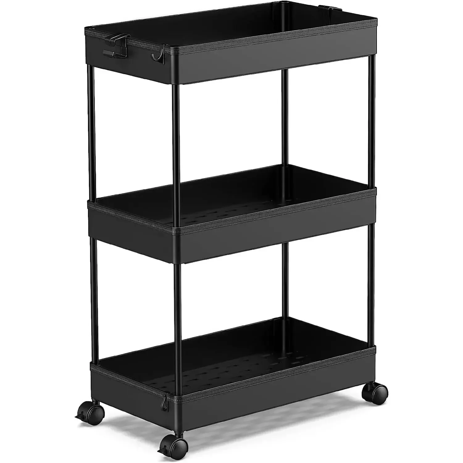 

Rolling Storage Cart 3 Tier, Bathroom Cart Organizer Mobile Shelving Unit Multi-Functional Shelves for Office, Kitchen, Bathroom