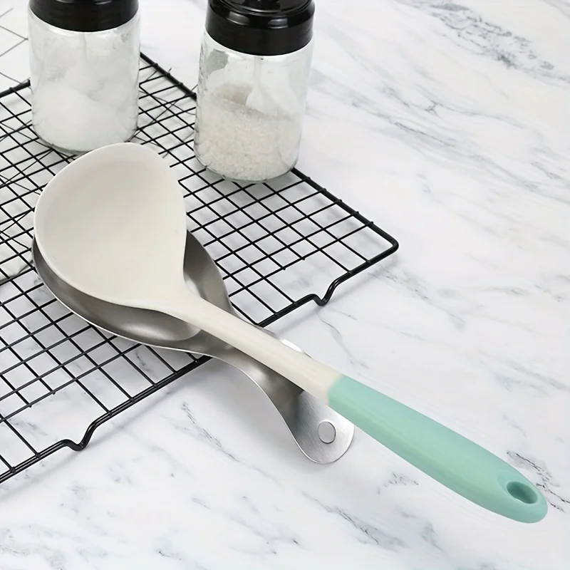 1pc Durable Stainless Steel Soup Spoon Rest Tray-Sleek, Simple Design for Home Commercial Use | Holds Spoons Small Kitchen Tools