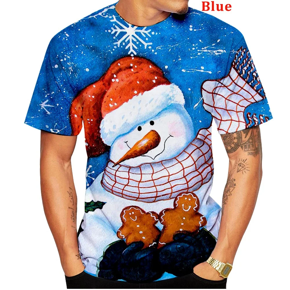 Men/Women Fashion 3D Print T-shirt Christmas Short Sleeve Unisex Casual Santa Claus Cartoon Tee