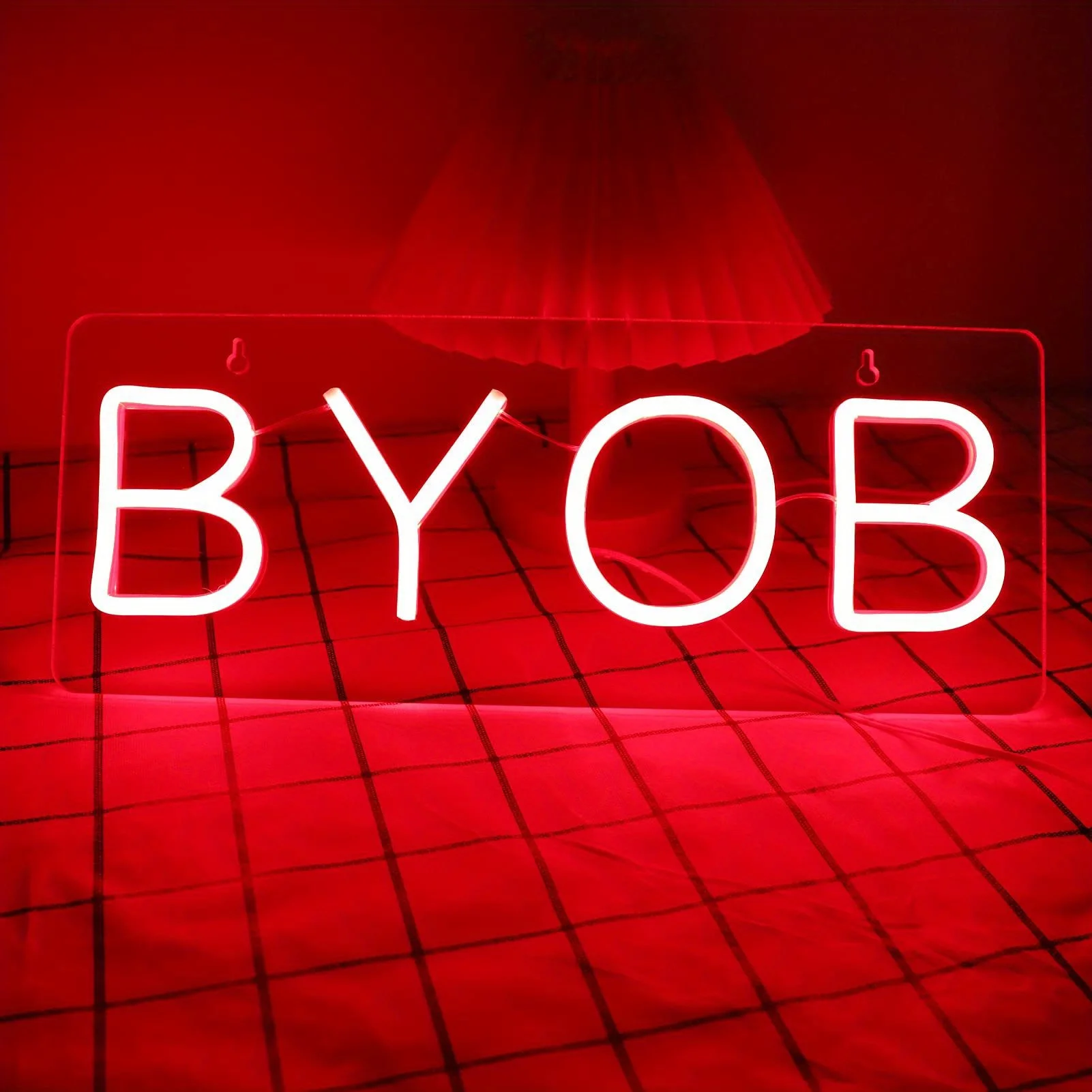 

BYOB neon sign, suitable for bars, parties or outdoor events, USB powered, with dimmable switch