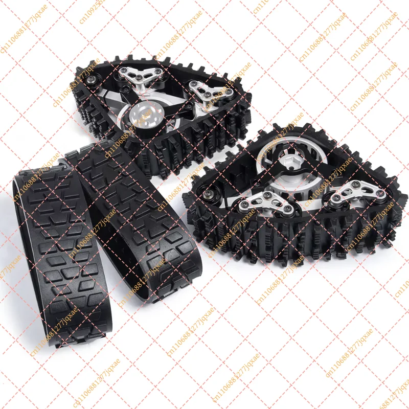1/10 Scale Steel Reinforced Track Wheels with Snow Tires Upgrade Parts for RC Crawler