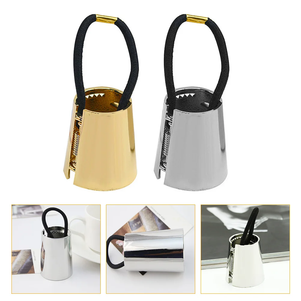 

2Pcs Trendy Gold Metal Hair Ties Elastic Hair Cuffs Ponytail Holders For All Occasions