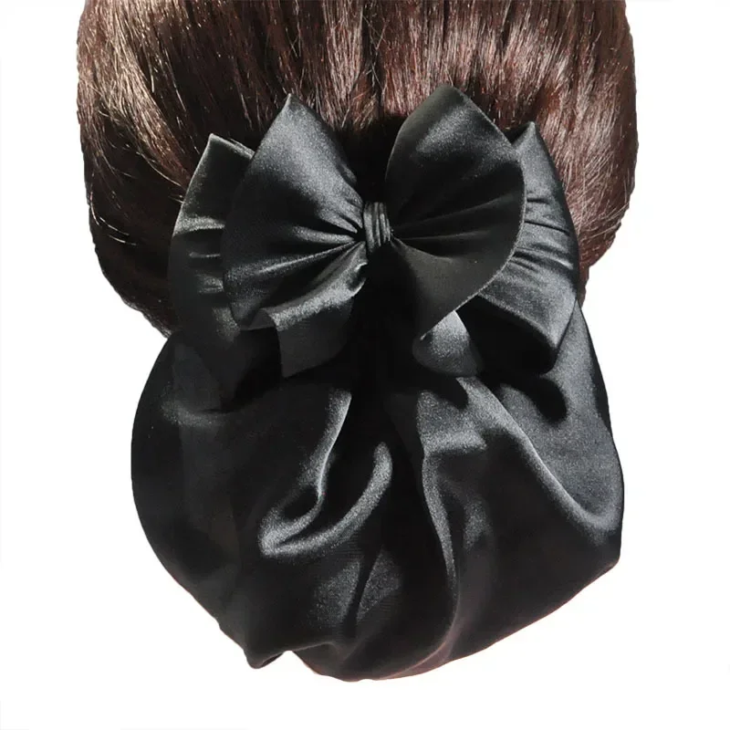 Korean Professional Hair Clip with Ruffled Black Bun Net and Bows for Women Accessoires Femme Pince Cheveux Barettei-Remiel