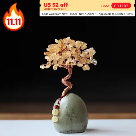 Natural Crystal Lucky Money Bowl Money Tree Lucky Prosperity Wealth Fortune Feng Shui Tree Home Office Desk Decoration