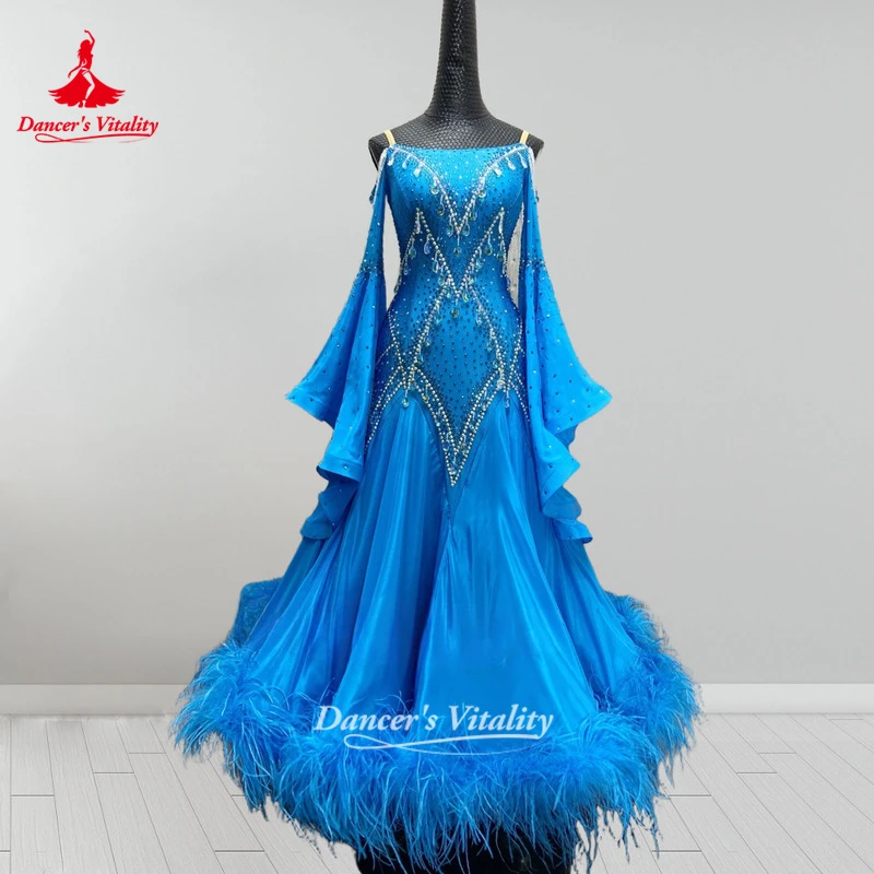 

Социальный танец, жемчужная шелковая ткань, страусиное перо, большие качели, роскошные женские платья на заказ, одежда для вальса, жизненность танцора