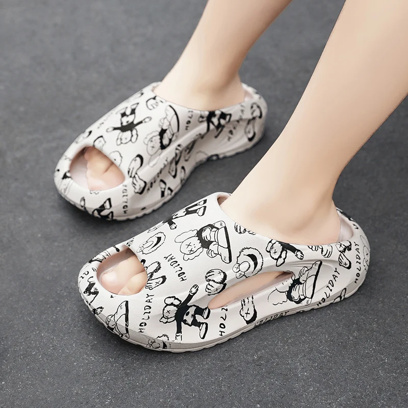 Kids Boys Girls Cute Cartoon Water Sandals Slip on Shoes Slipper Outdoor Summer Infant Children Beach Shoes Summer EVA Slippers