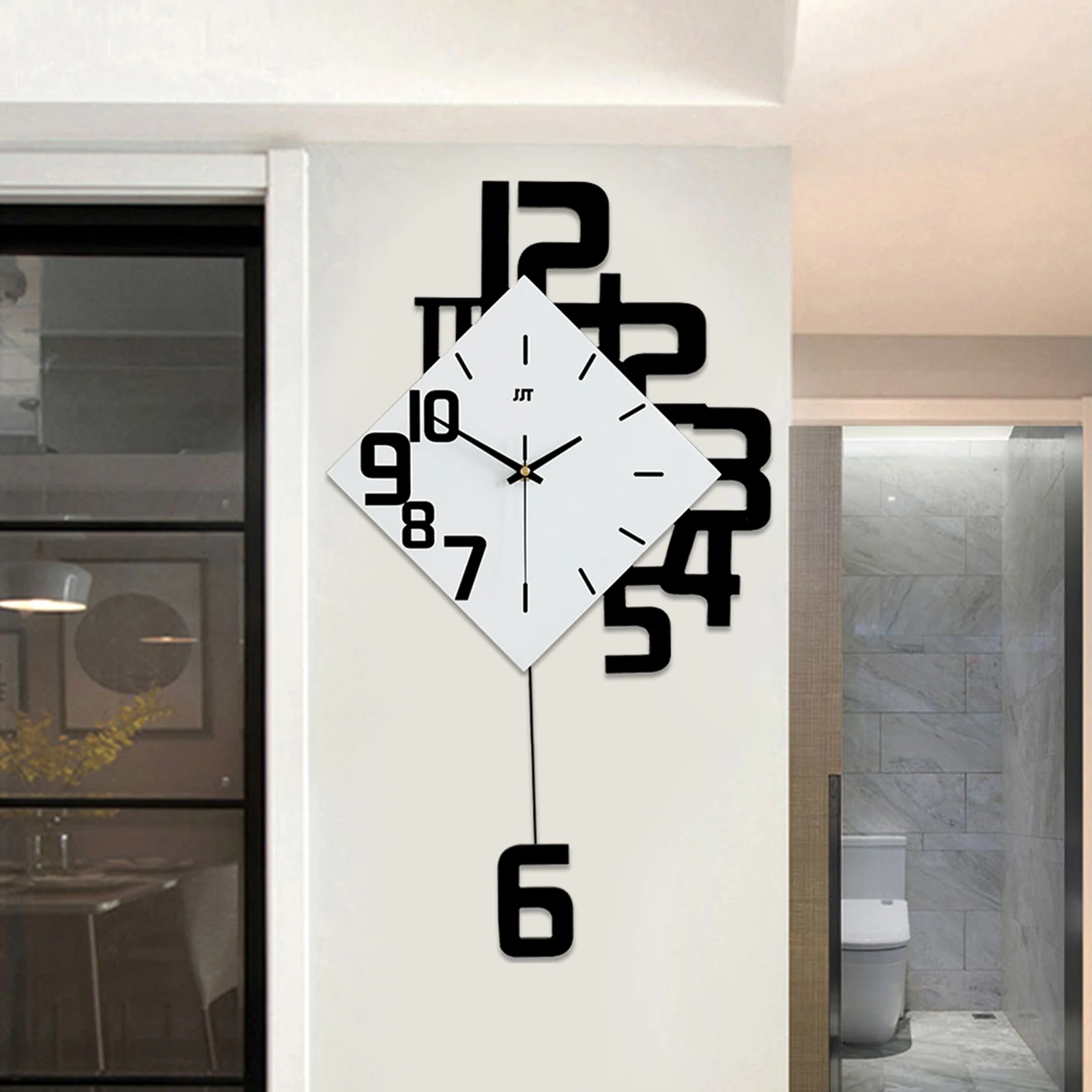 Swing Wall Clock, Modern Design Silent Quartz Clock, Creative Home,For Study, Office, Bedroom, Living Room,Wall Clock