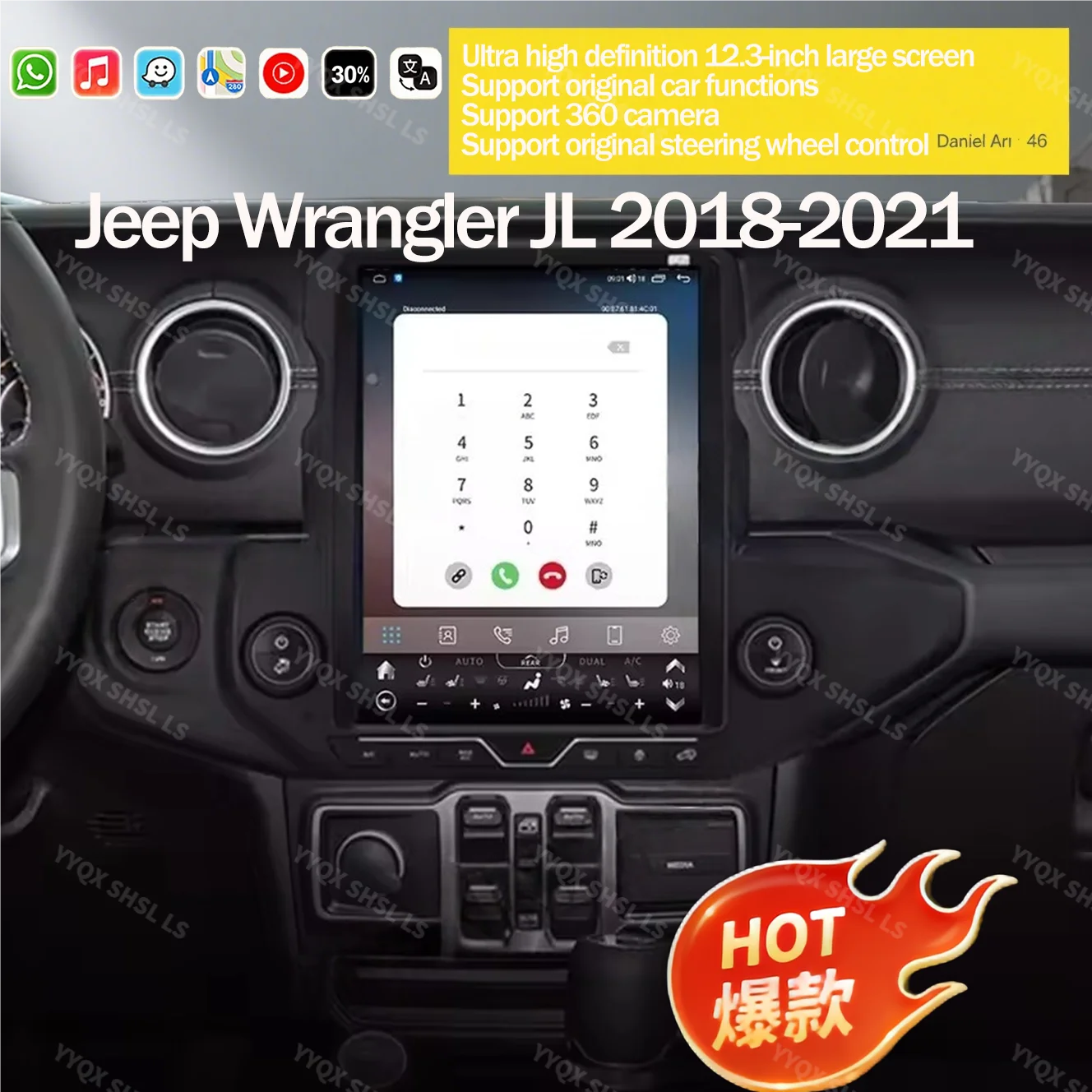 

12.3 Inch For Jeep Wrangler Gladiator 2018-2022 Android13 8-Core Car Multimedia Player Stereo Receiver Radio GPS 4G WIFI