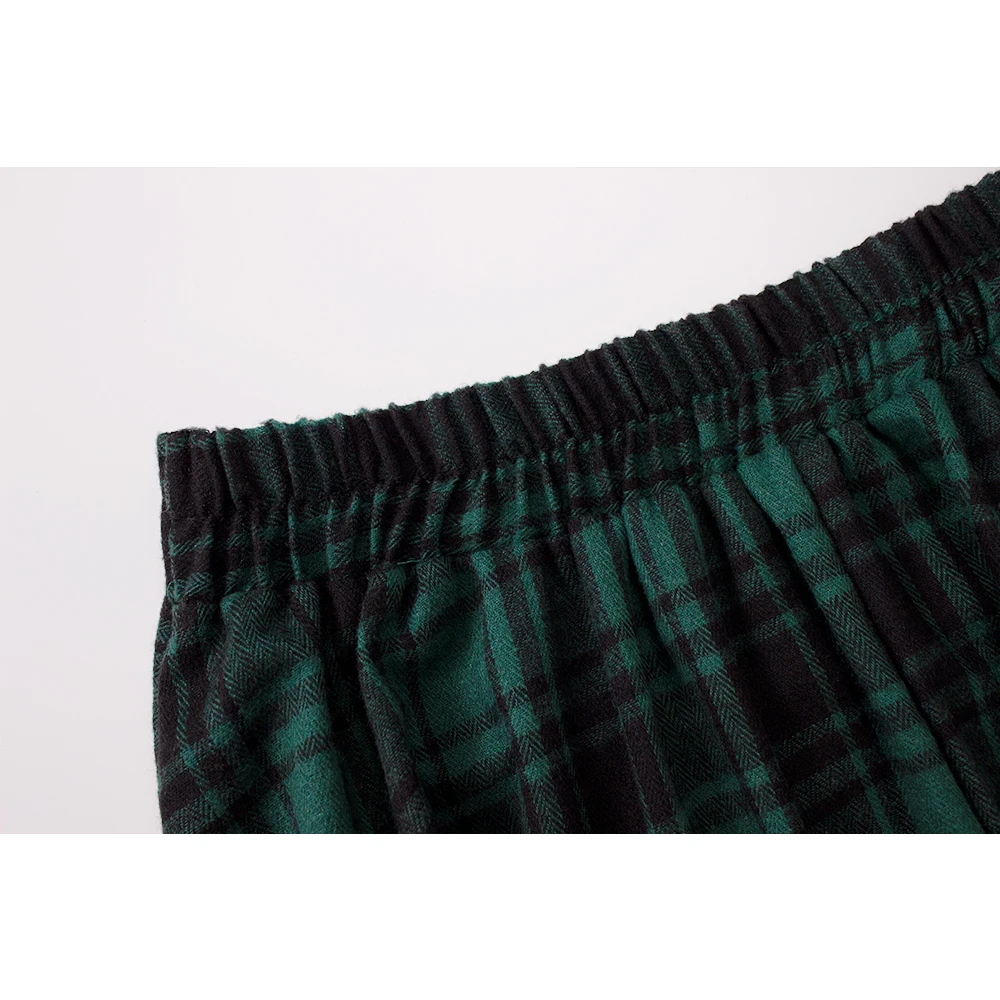 SISHION 2025 Herbst Neue EINE Linie Swing Tasten Lange Midi Vintage Rock SS 0037 Rot Grün Hohe Taille Plaid Röcke für Frauen Jupe – Detail 6