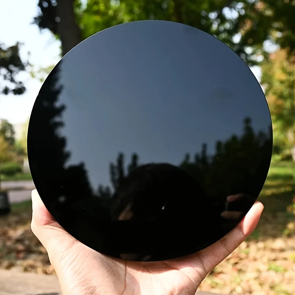 1pc natural obsidian magic mirror, high-quality polished, for feng shui divination, gazing at the fairy garden witchcraft altar.